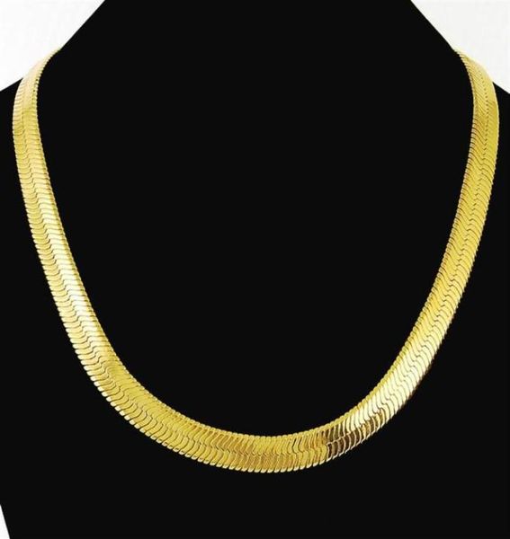 

thin soft herringbone chain necklace pure gold color 18k yellow plated punk hip hop jewelry for mens boys 10mm 24 chains22141648297, Silver