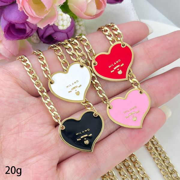 

hip hop style enamel heart pendant necklace jewelry for women gift, Silver