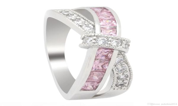 

h victoria wieck new women fashion jewelry 10kt white gold filled multi gemstones princess cut cz diamond wedding girls belt ring6429298, Silver