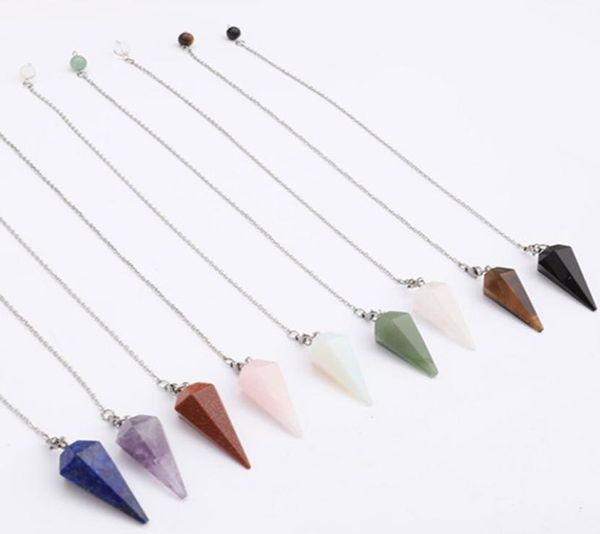 

yoga hexagonal pendant raw quartz natural stone dowsing pendulum necklaces reiki beads for jewelry making for women 1836mm5821657, Silver