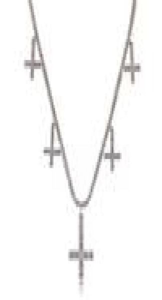 

men039s zircon cross pendant with 4mm tennis necklace chain gold silver color hip hop jewelry 18inch30inch4216294, Black