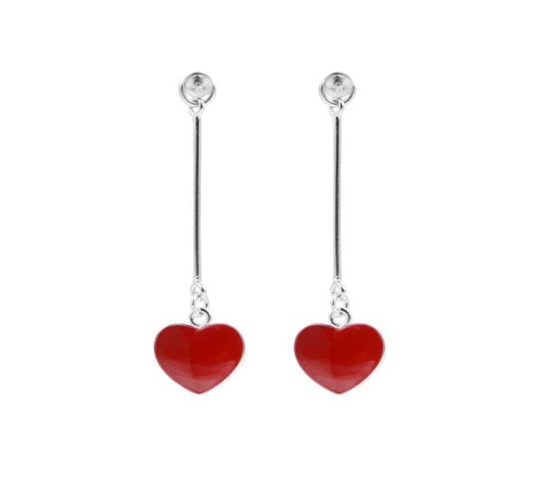 

red heart earrings pearl settings 925 sterling silver linear earring jewelry making for girls 5 pairs3160028, Slivery;crystal