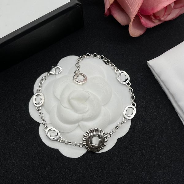 

luxury design bangles brand letter bracelet chain famous women 18k gold crystal rhinestone pearl wristband link chain couple gifts jewerlry, Black