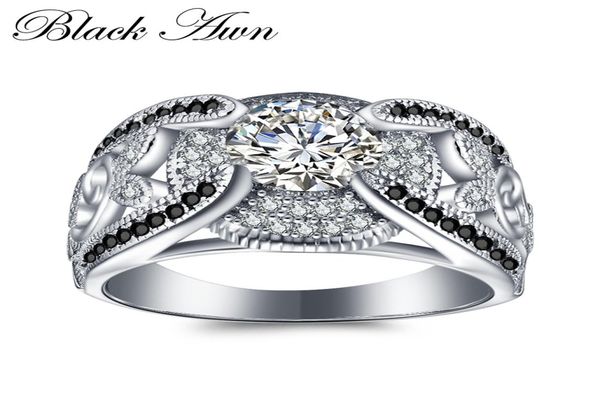 

black awn 54gram genuine 925 sterling silver jewelry rings for women blackwhite stone femme bague c3213552092, Slivery;golden