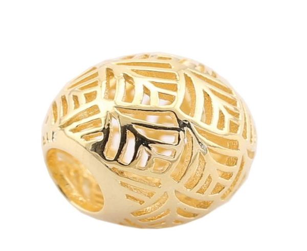 

authentic 925 sterlingsilverjewelry 14k gold plated openwork tropicana leaf charms palm tree charm beads for diy bracelets jewel9601346, Black