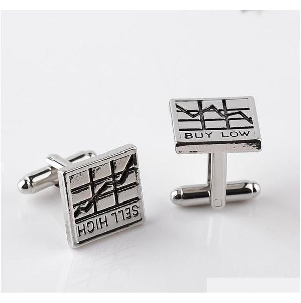 

buy low sell high square business trader gift men french cufflinks for men cuff botton 8 hgvdr1102030, Silver