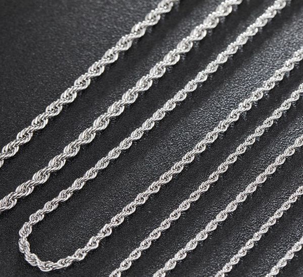 

3mm 1618202430inches stainless steel gold colors rope chain mens necklace hip hop jewelry star style2259959, Silver