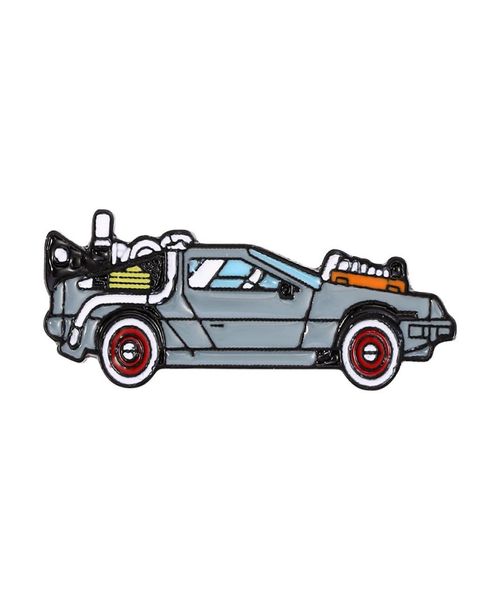 

cool sports car shaped brooches for men creative cartoon back to the future time machine alloy enamel badge jewelry gift bag acces1745405, Gray