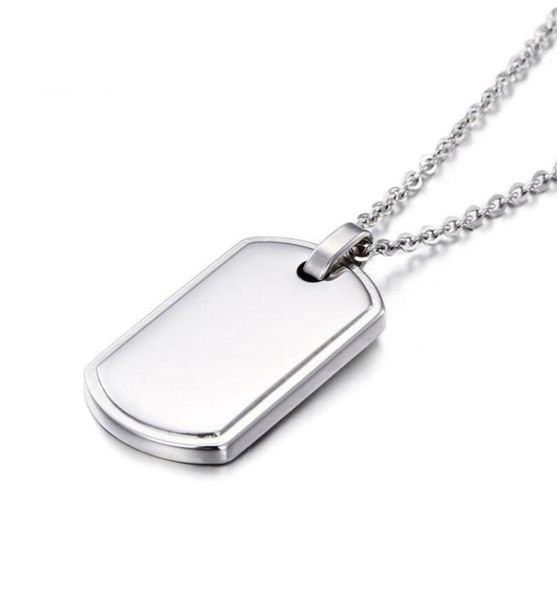 

316l stainless steel dog tag necklace pendant military card american soldier identity tag shield charm for boy mens chain 24 inch5931624, Silver