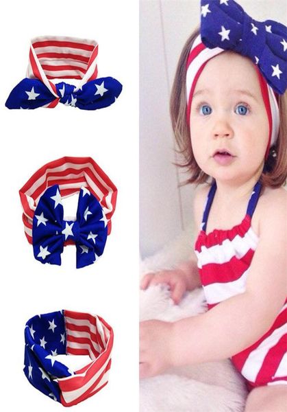 

baby star stripe national flag bowknot headbands girls lovely cute american flag hair band headwrap children elastic accessories 29285188, Slivery;white