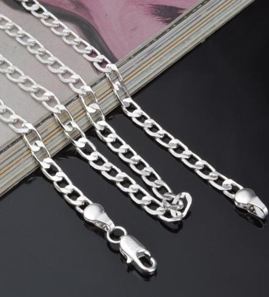 

20pcslot 925 sterling silver men chain necklaces jewelry 925 silver men figaro chain necklaces mix 16inch 24inch1259894