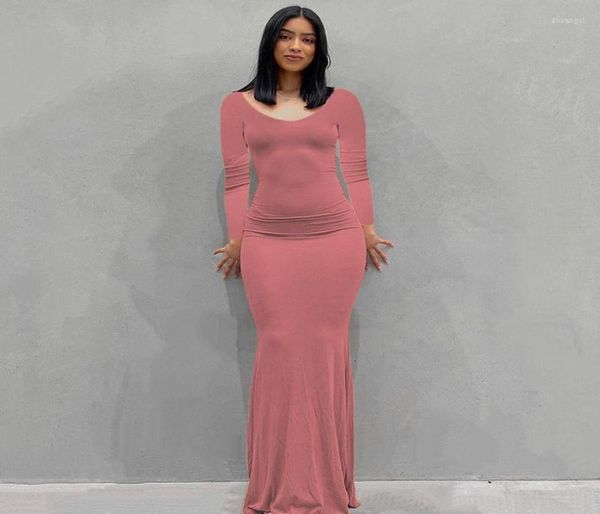 

casual dresses long sleeve skims maxi dress women autumn winter party club solid color slim fit female vestidos 20226262413, Black;gray