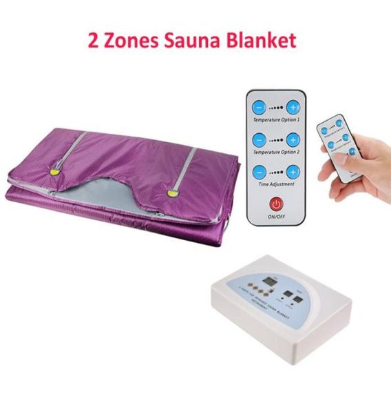 

2 zone fir sauna far infrared thermal body slimming sauna blanket heating therapy slim bag spa body detox machine4252819