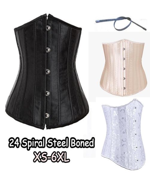 

corset 24 full steel bone waist cinchertrainer satin corset waist training corsets underbust plus size corset modeling strap xs67738359, Black;white