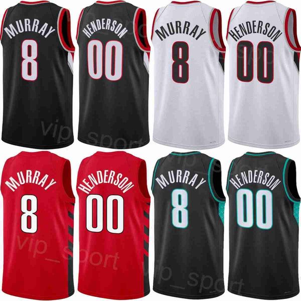 

man kids print basketball kris murray jerseys 8 scoot henderson 00 rayan rupert 72 matisse thybulle 4 damian lillard 0 jusuf nurkic 27 justi, Black;red