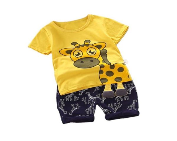 

summer children fashion clothing baby boys girls cartoon t shirt shorts 2pcssets kids infant clothes toddler casual tracksuit j121797931, White