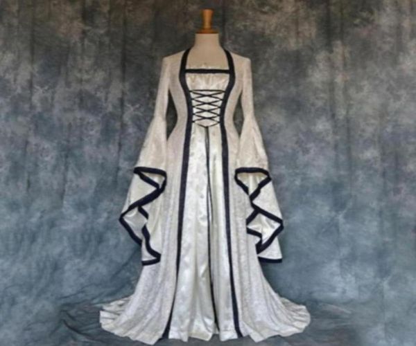 

casual dresses cosplay dress vintage medieval robe flare sleeve floor length solid color large cuff maxi party costume for hallowe2707616, Black;gray