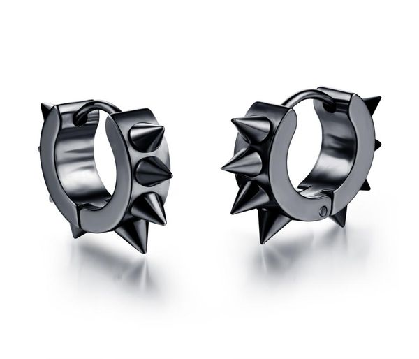 

men women spikes studded 316l stainless steel punk spiky round huggie hoop earrings 1pair2930949, Golden;silver
