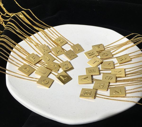 

luxury brand jewelry classic designer necklace gold colour tags chain square pendant necklace wedding party jewelry for women with9840859, Silver