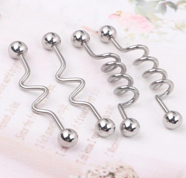 

tongue ring t02 80pcs mix 4 style tongue body piercing jewelry stainless steel industrial tongue barbell9203222, Silver