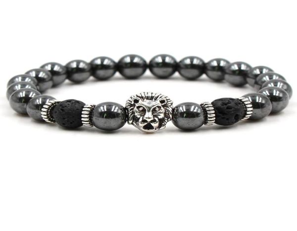 

black hematite beaded strands stone lava rock bracelets alloy gold plated silver skull lion owl for women men bracelet bangles jew2625827