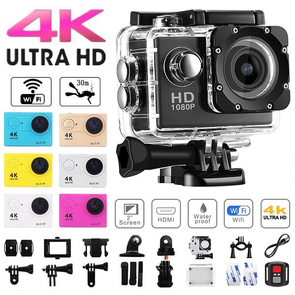 

Sports Video 4K Ultra HD Original Action Camera 1080P30fps WiFi 2.0-inch Screen 170D Waterproof Underwater Helmet GO Recording Cameras Pro 230714