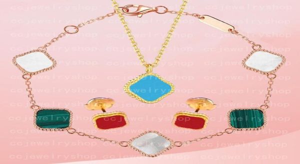 

mini sweet sterling silver classic 4four leaf clover charm bracelet earring necklace 18k gold agate shell motherofpearl for wom9477041, Black