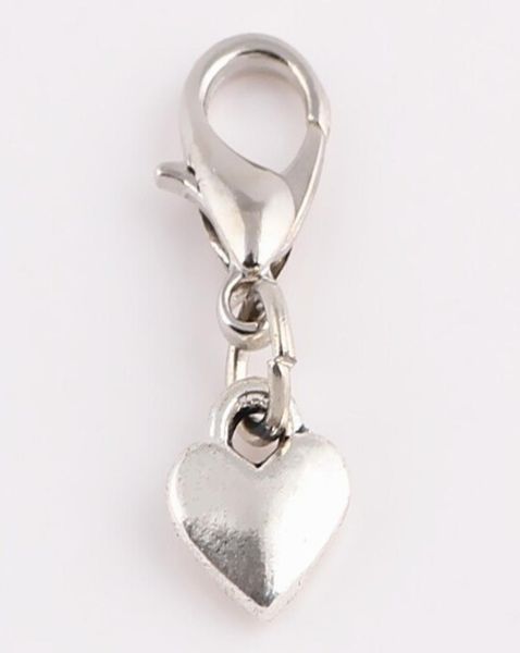 

20pcslot small heart dangle pendant floating locket charms with lobster clasp fit for glass magnetic locket9747065, Bronze;silver