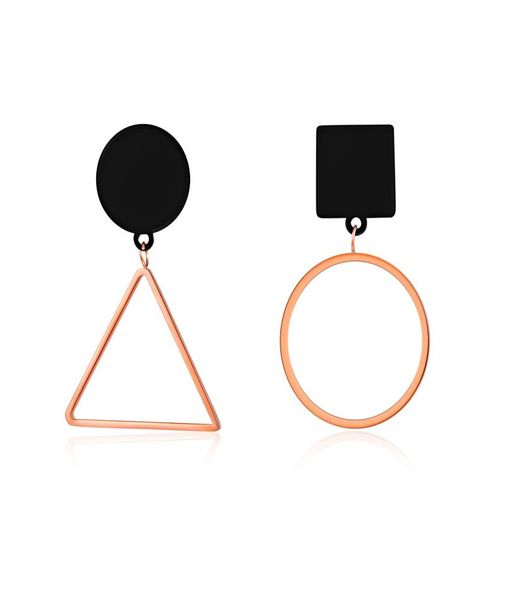 

trendy rose gold stainless steel irregular geometry triangle round statement large earrings hypoallergenic earrings for women nick1034318, Golden;silver