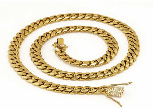 

stainless steel 24k solid gold electroplate casting clasp diamond cuban link necklace bracelet for men curb chains jewelry 245333487, Silver