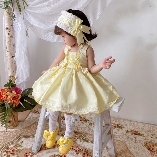 

girl's dresses spanish baby dress girls lolita princess vestidos children birthday eid easter party ball gown kids lace spain boutique, Red;yellow