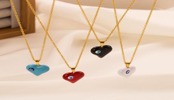 

s3290 fashion jewelry blue eyes love heart pendant necklace evil eye choker necklaces3287125, Silver