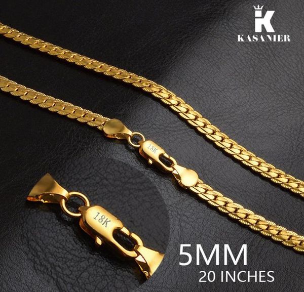

men sideways link chain necklaces 5mm width 18k gold 20inch neck chain curb snake necklaces new wedding fashion jewelry accesories6399127, Silver