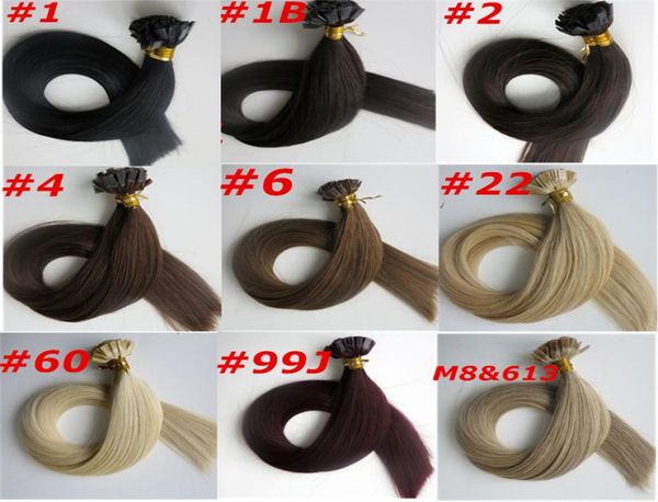 

100g 100strands prebonded flat tip hair extension 18 20 22 24inch braziian indian human hair extensions2099719, Black