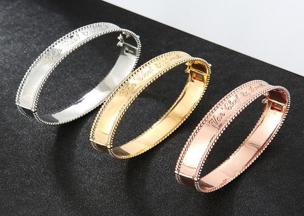

designer jewelry luxury bangle kaleidoscope ring party europeanamerican 925 silver fashion fourleaf clover glossy leaf letter lo9366578, Black