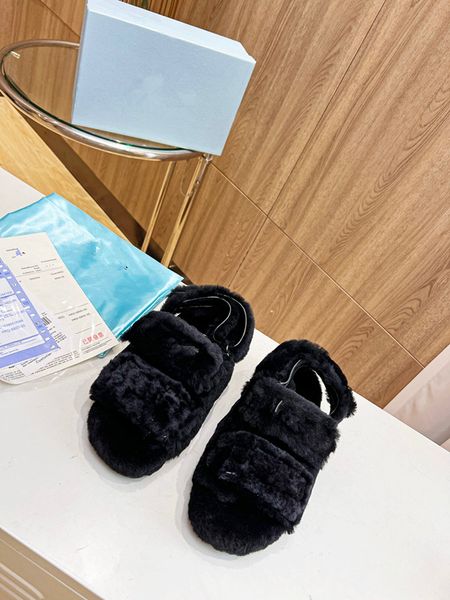 

2023 pool pillow mules women designers sandals sunset flat comfort mules padded front strap 0709, Black