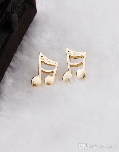 

new fashion gold plated notes stud earring cute cat with tail crystal stud alloy earrings whole6076719, Golden;silver