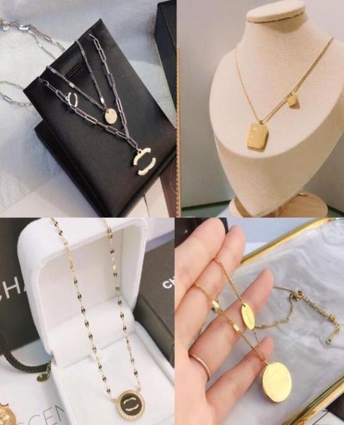 

20style new design necklace 18k gold plated stainless steel choker chain letter pendant fashion womens wedding jewelry accessories6740831, Silver