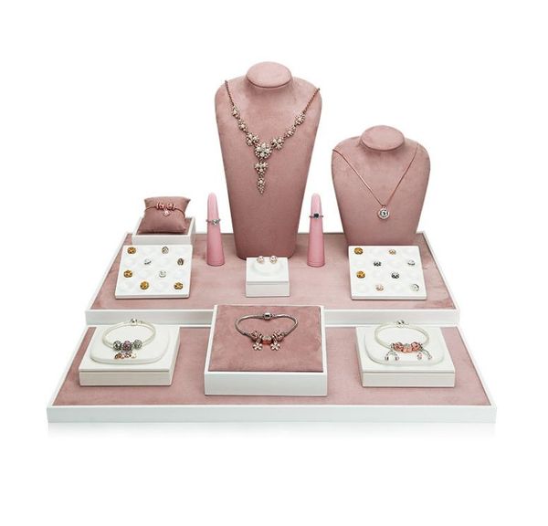 

highend jewelry display props shooting counter necklaces bracelets rings earrings watches pink paint jewelry display sets je6838998, Black