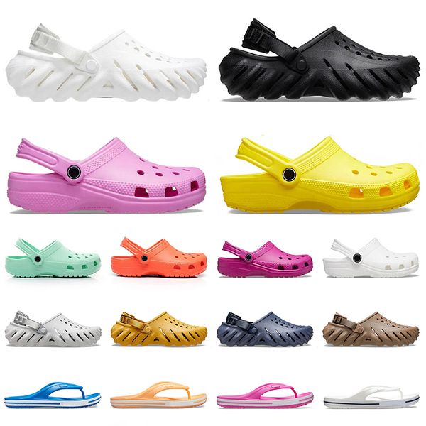 

cross-tie echo croc clog classic sandals famous designer sandels womens mens big kids slippers black flip flops slides sliders summer beach