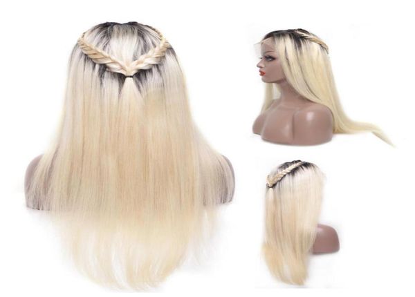 

full lace human hair wigs 150 density brazilian human hair ombre color t1b 613 straight thick glueless lace front wigs with baby2835330, Black;brown