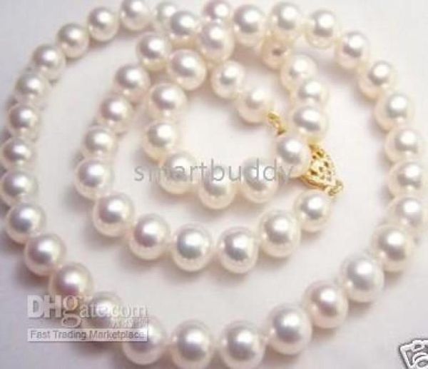 

fine 20inches 9mm akoya white pearl necklace 14k0123455390555, Silver