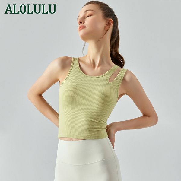 

al0lulu yoga ribbed vest casual fitness running yoga vest with chest pad