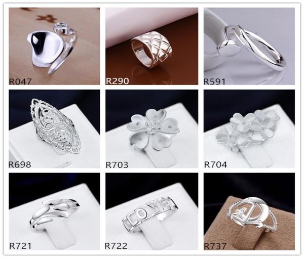 

plated sterling silver ring 10 pieces a lot mixed style emr7brand new burst models fashion 925 silver plate ring8755439
