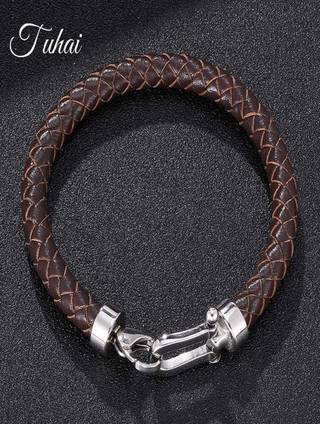 

trendy genuine leather braided bracelet bangles stainless steel lobster clasp bracelet fashion daily wear jewelry6679117, Golden;silver