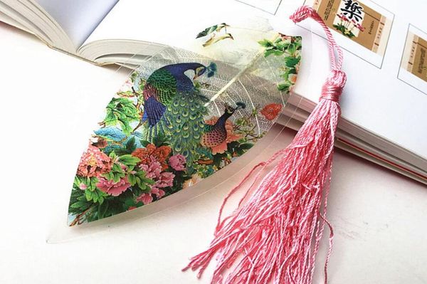 

20pcs natural dried leaf veins peacock bookmark book card for wedding baby shower party birthday favor gift souvenirs souvenir4321084