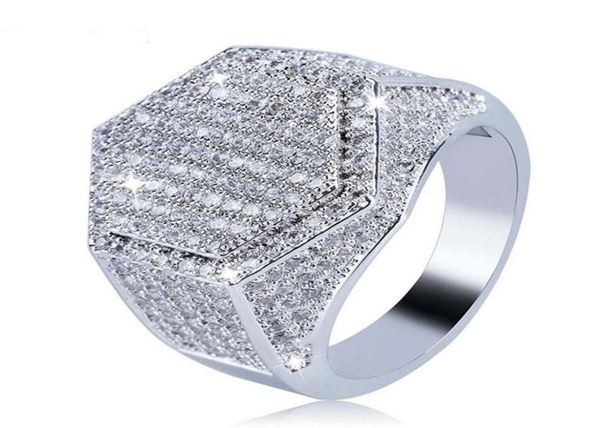 

hip hop fashion men039s ring gold silver gold glitter micro pillow cubic zirconia geometric ring size 7138974391, Golden;silver