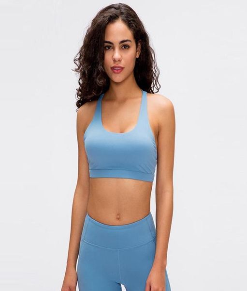 

l2009 women sports bra shirts outfit yoga gym vest push up fitness underwear lady shakeproof hollowout activewear brass1532756