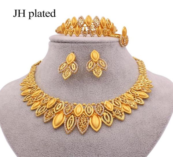 

earrings necklace jewelry sets dubai gold color african wedding wife gifts party for women bracelet ring bridal jewellery set6807554, Silver