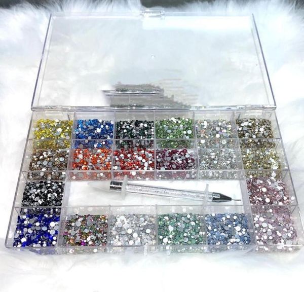 

nail art decorations 14400pcsbox multicolor ss3ss20 mixed rhinestones picker wax pen flatback crystal round decoration glass s1134927, Silver;gold